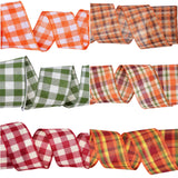 Meseey Fall Color Plaid Ribbon 6 Roll Total 30 Yards 2-1/2 Inch Autumn Ribbons for Thanksgiving Harvest Gift Wrapping Wreath Bow