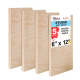 U.S. Art Supply Unfinished Cradled Wood Panels for Painting, 4 Pack of 6x12 inch - Studio Birch Wooden Canvas Boards 3/4 Deep - 