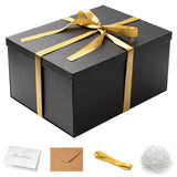 Mefleet 16x12x8 Inches Large Gift Box with Lid for Presents Big Deep Black Gift Boxes 1 Pack for Christmas, Birthday, Valentine