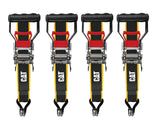 Cat Ratcheting Tie Down 4 Piece Strap Set, Ratchet Straps, 1,100 Pound Work Strength; 3,300 Pound Break Strength, Moving, Cargo,