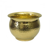 Tangerine Hammered Brass Round Planter || Plant Container|| Flower Pot For Indoor/Outdoor Plant & Home Decor Brass Planter (Dia