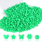XIANNVXI Green Shaped Pony Beads 500pcs Heart Flower Star Butterfly Green Bead for Jewelry Making Necklace Friendship Bracelets 