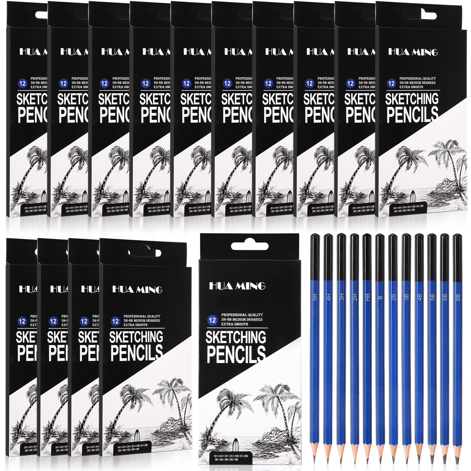 Humyoun 120 Pcs Graphite Sketch Pencil Set (8b - 5h) Professional Drawing Pencils Graphite Charcoal Gift Bulk for Beginners and 