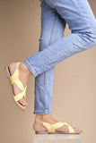 Shoetopia Cross Strap Yellow Flat Sandals For Women & Girls -Eu38,Yellow,5,B0D8QG4GLM