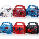 16 Pcs Spider Birthday Party Favor Boxes Spider Gifts Goodie Treat Boxes with Handles Spider Birthday Decor 6.3 x 3.23 x 3.74 In