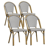 PURPLE LEAF Outdoor Dining Chair Set of 4 Aluminum Rattan Chairs for Outdoor Garden Backyard Bamboo Print Finish Patio Chairs Gr