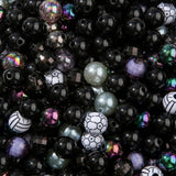 BERMRO 12mm Black Acrylic Beads 300pcs Grey Focal Spacer Bead Chunk Bubblegum Beads for DIY Crafting Necklace Bracelet Jewelry M