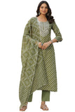 Gosriki Women'S Cotton Blend Straight Printed Kurta With Pant & Dupatta (Doremi-Green-Nw-Gs_Xl_Green_X-Large),Green,,B0CNXVK81Q