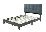 Hodedah Bed with Upholstered Headboard and Wooden Frame Platform, Full, Grey (HI681 Full Grey)