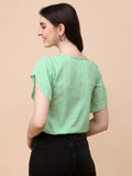 Wedani Women'S Casual Short Sleeves Round Neck Foral Top (Small Pista),Pista,S,Polyester,Western,