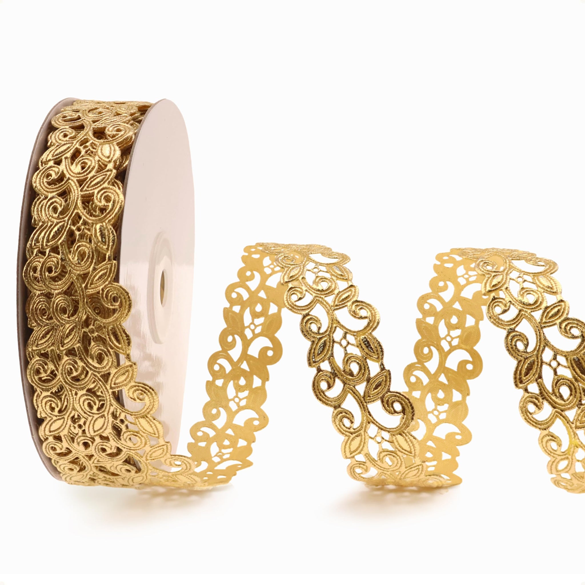 20 Yards Vintage Hollow Cut Out Golden Ribbon 7/8 Ornate Craft Gold Ribbon for Scrapbooking Gift Wrapping Home Decor