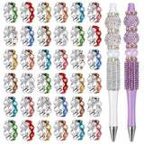 Junkin 120 Pcs 12 mm Rhinestone Beads for Pen Making Bulk Multicolor Rondelle Spacers Beads European Large Hole Focal Bead for J