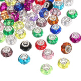 HARFINGTON 50Pcs 14mm Large Hole Acrylic Beads Mix Color European Loose Round Faceted Rhinestone Craft Bead for DIY Bracelet Nec
