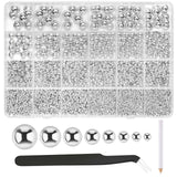 NACHLYNN 12000 Pcs Half Pearl Bead 8 Sizes Sparkling Silver AB Flatback Pearl Beads for Crafts Graduation Cap Embellishment Shoe