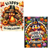 Meothan Fall Diamond Art Kits for Adults, 2 Pack Thanksgiving Turkey Diamond Painting Kits for Adults, 5D DIY Round Full Drill G