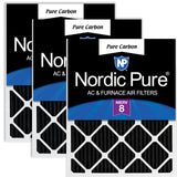 Nordic Pure 12x18x1 (11 1/2 x 17 1/2 x 3/4) Pure Carbon Pleated Odor Reduction Furnace Air Filters 3 Pack