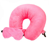 The Bling Global Travel Neck Pillow & Eye Mask Set,Soft Memory Foam UShape Pillow For Airplane, Train, Car & Office Napping (Pi