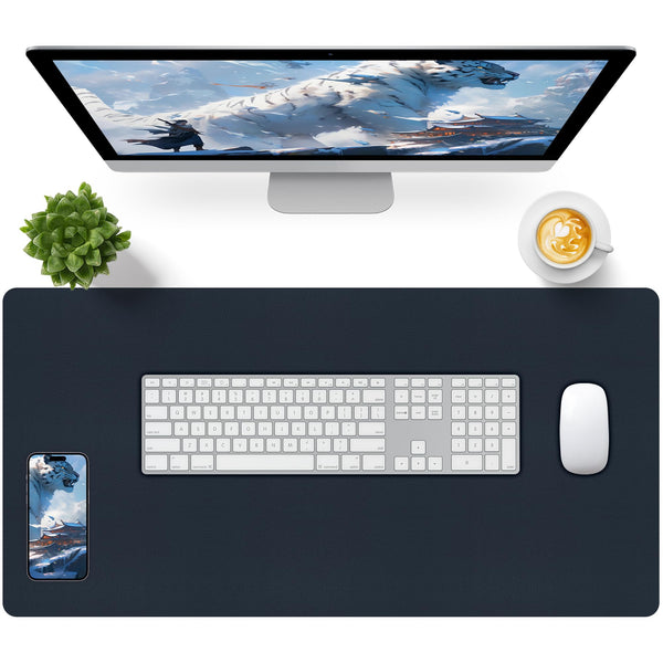 Bloss Dark Blue Desk Mat, Desk Matt for Desktop, Waterproof Large Leat ...