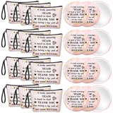 Xuniea 24 Pcs Inspirational Gifts for Women Bulk 12 Motivation Canvas Makeup Bags 12 Round Portable Pocket Mirror for Team Emplo