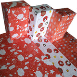 eVincE Christmas wrapping paper | 3 designs 12 sheets | Red Xmas Doodle White Red Xmas tree party decor theme | kids gift ideas