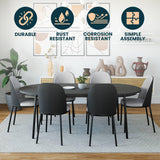 Leisuremod Tule Mid-Century Modern Dining Side Chair With Fabric Seat And Powder-Coated Steel Frame For Kitchen And Dining Room