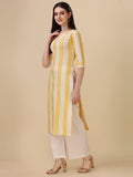 Wedani Women'S Cotton Round Neck Casual Wear Straight Kurta (Krt511) Yellow,Yellow,S,Cotton,A-Line,
