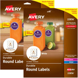 Avery Round Labels for Laser & Inkjet Printers, 2.5, 72 Water Resistant Labels (22856), White (2 Pack, 144 Labels Total)