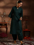 Libas Women'S Silk Blend Solid Kurta Set (39045_Green Green M