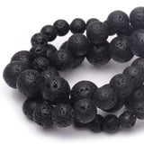 Chicager 10mm Natural Stone Beads for Jewelry Making,Black Lava Polished Smooth Round Gemstone Beads for Bracelet Necklace 15 In