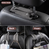 Amelity Car Hooks for Purses and Bags, Headrest Hooks for Car, Purse Hook for Car, 2 in 1 Car Seat Hooks for Headrest (Brown - 2