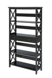 Convenience Concepts Oxford 5 Tier Bookcase with Drawer, Black