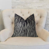 Plutus Brands Plutus Wolf Fur Handmade Throw Pillow, 24 X 24, Black White
