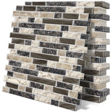 Tiwoos Thick Peel and Stick Tile Backsplash 12x12 Self Adhesive Marble Tiles for Kitchen and Bathroom Wall (10-Sheet,Brown)