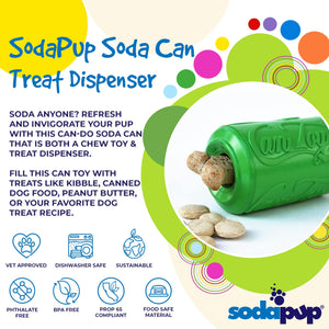 Sodapup Dog Chew Toy And Treat Dispenser - Enrichment Dog Toys - Treat Dispensing Dog Toys - Dog Puzzle Toys - Dog Treat Toy - L
