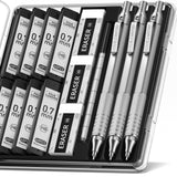 Four Candies 0.7mm Mechanical Pencil Set with Case, 3PCS Metal Artist Lead Pencil with 8 Tubes (480PCS) HB Lead Refills, 3 Erase
