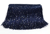 YYCRAFT 4 Hoogram Sequin Chainette Tassel Fringe Trim by The Yard Garland Dance Costume Trimming Party Decoration(10 Yards,Navy)
