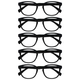 OPULIZE POP Reading Glasses for Women Men,Scratch Resistant Round Matt Frame with Spring Hinges, Black +3.00 (Pack of 5)