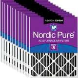 Nordic Pure 14x25x2 (13 1/2 x 24 1/2 x 1 3/4) Furnace Air Filters MERV 8 Pleated Plus Carbon 12 Pack
