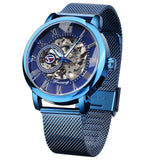 Forsining Men'S Skeleton Analog Watch Black Mechanical Watch For Men Minimalist Retro Design Wrist Watch Transparent Business Me