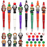 Uywgaun 8Pieces Halloween Beadable Pens Kit Horror Silicone Focal Beads for Pens DIY Ballpoint Pen Beadable Items - DIY Making K