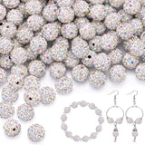 150 pcs 10mm Rhinestone Beads for Jewelry Making, Crystal AB Shiny Round Shamballa Disco Beads Bulk, Sparkle Crystal Clay Christ