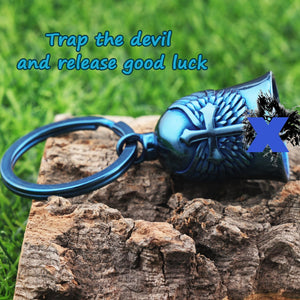 Motorcycle Cross Bell - Motorcycle Key Chain Biker Wing Bells Protect The Rider Motorcycle Accessories (Blue)