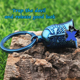 Motorcycle Cross Bell - Motorcycle Key Chain Biker Wing Bells Protect The Rider Motorcycle Accessories (Blue)