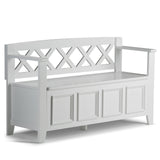 SIMPLIHOME Amherst Entryway Storage Bench - 48 inch Wide Solid Wood Hallway Seat in White, Transitional Bench for Entryway or Li