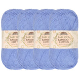JubileeYarn Baby Soft Bamboo Cotton Yarn - 50g/Skein - Glacier Blue - 4 Skeins
