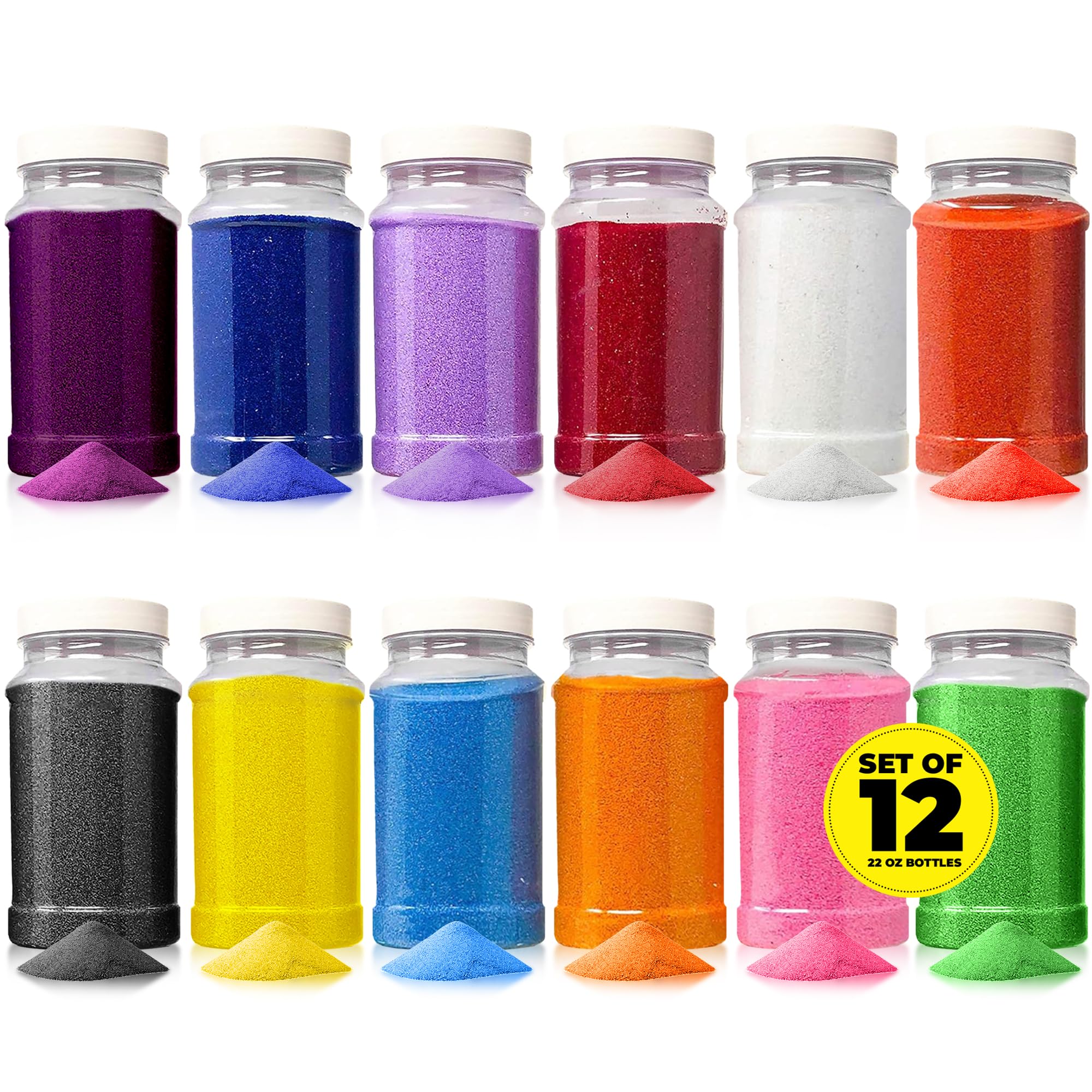 Podzly 16.5 Pound Colored Play Sand - Assorted Colorful Craft Art Available in 12 Colors! Perfect for Sand Art, Crafts, Kids' Pr