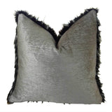 Plutus Brands Plutus Wolf Fur Handmade Throw Pillow, 12 X 25, Black White