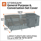 Classic Accessories Storigami Water-Resistant 100 Inch Easy Fold Patio Furniture Cover, Monument Grey, Patio Furniture Covers