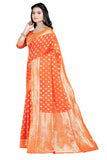 Sugathari Womens Banarasi Saree Pure Kanjivaram Silk Saree Soft New Ladies 2023 Design Wear Pattu Sarees Latest Party Sari Collections With Blouse Piece For Wedding Sadi (San Pari-192 Orange)