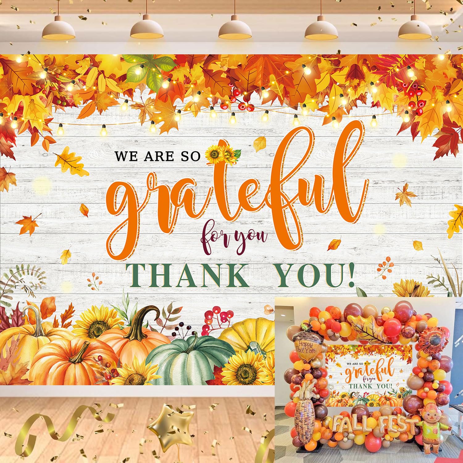 We are So Grateful for You Thank You Banner Backdrop 6x4FT Autumn Pumpkin Thank You for All You Do Background Thanksgiving Emplo